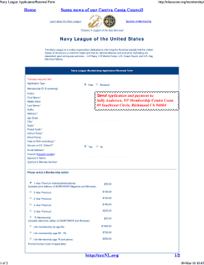 Navy League Membership Application/Renewal Form