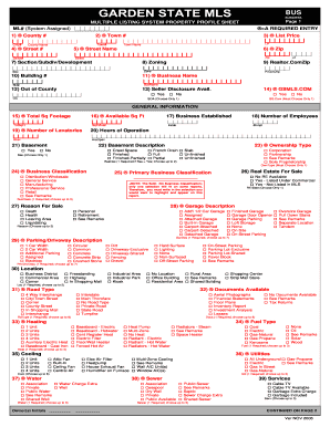 Multiple Listing System Property Profile Sheet