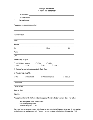 Stella Maris Donation Form