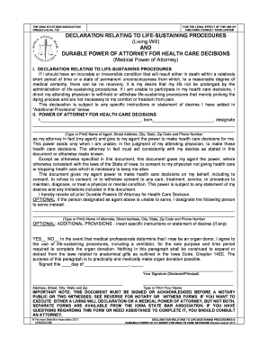 Iowa Living Will and Medical Power of Attorney