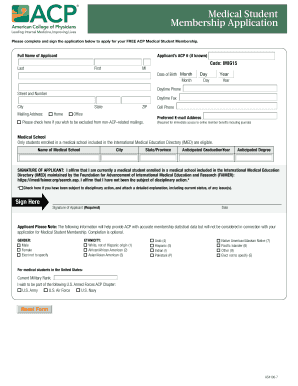 ACP Medical Student Membership Application