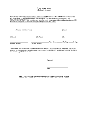 Credit Authorization Form