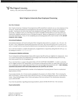 West Virginia University New Employee Processing
