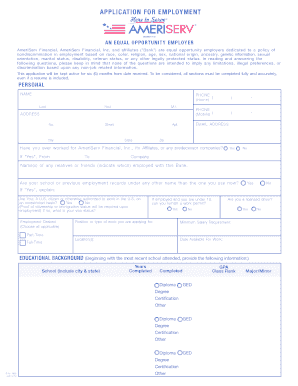 AmeriServ Financial Employment Application