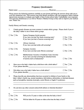 Pregnancy Questionnaire