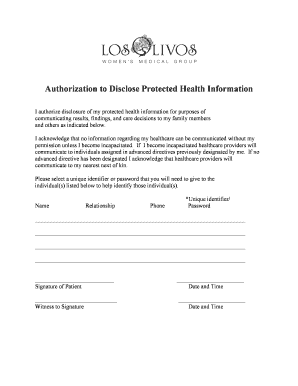 Authorization to Disclose Protected Health Information