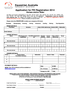 Equestrian Australia FEI Registration Application