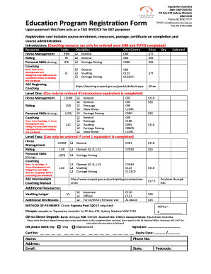 Equestrian Australia Education Program Registration Form