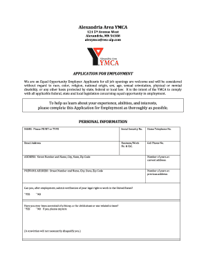 YMCA Employment Application Form