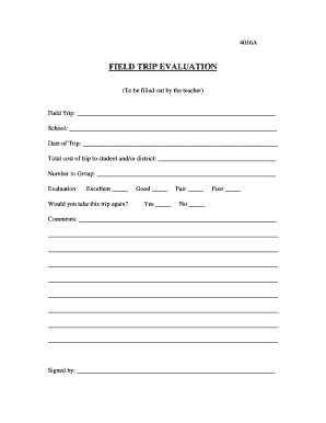 Field Trip Evaluation Form