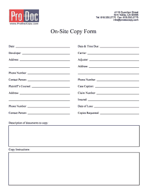 On-Site Copy Form