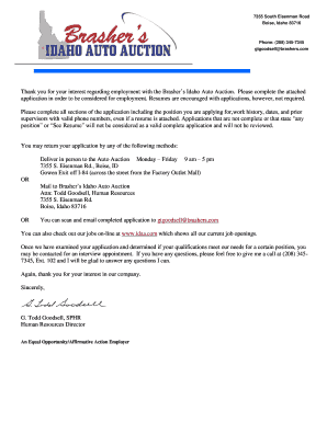 Idaho Auto Auction Employment Application