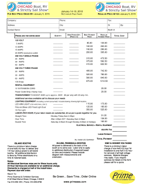Progressive Chicago Boat Show Electrical Service Order Form
