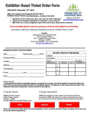 Exhibitor Guest Tickets Order Form