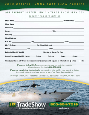 ABF Trade Show Freight Handling Request Form