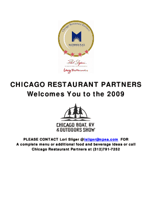 Chicago Restaurant Partners Catering Order Form