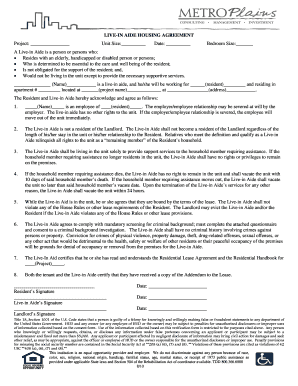 Live-in Aide Housing Agreement