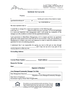 Notice to Vacate