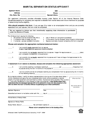 Marital Separation Status Affidavit