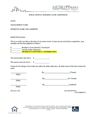 Rural Rental Housing Lease Addendum