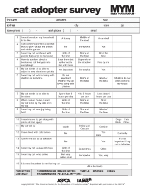 Fillable Online cat adopter survey Fax Email Print - pdfFiller