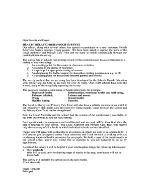 Consignee amendment letter format - EXAMPLE LETTER FROM A SECONDARY HEADTEACHER SENT TO PARENTSCARERS BEFORE CONDUCTING A SURVEY IN SCHOOL - uctc org