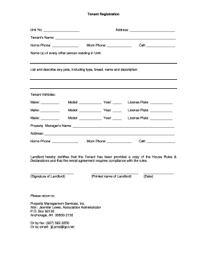 Tenant Registration Form