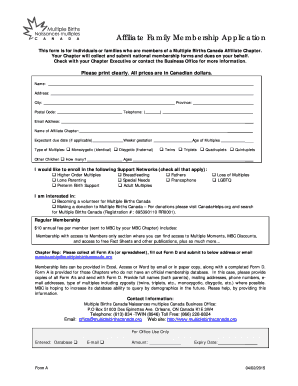 Affiliate Family Membership Application