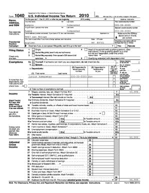 Form 1040 U.S. Individual Income Tax Return 2010
