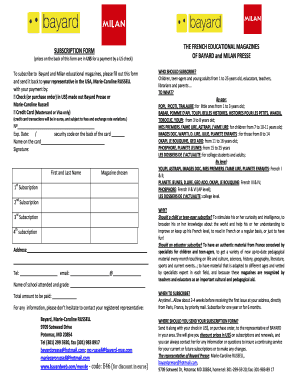 French Educational Magazines Subscription Form