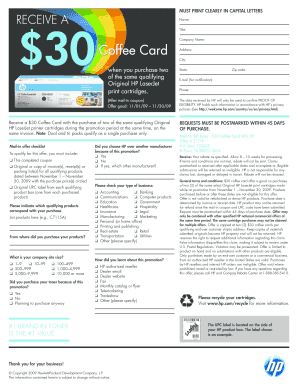 HP LaserJet Toner Rebate Form