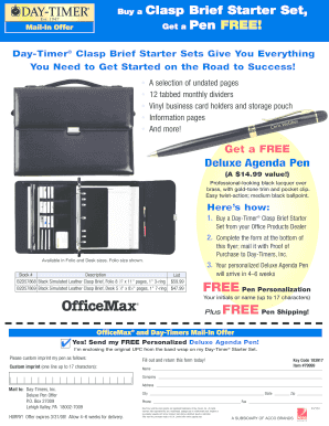 Day-Timer Clasp Brief Starter Set Mail-In Offer