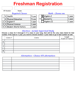 Freshman Registration Form