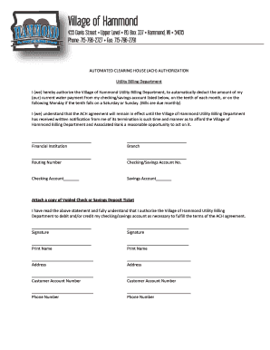ACH Authorization Form