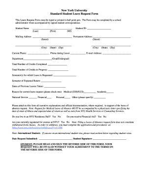 NYU Student Leave Request Form