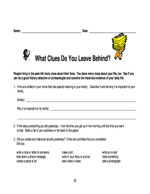 History Detective Activity Worksheet