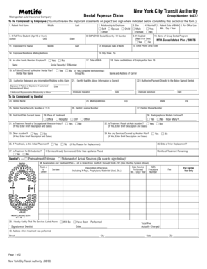 MetLife Dental Expense Claim Form