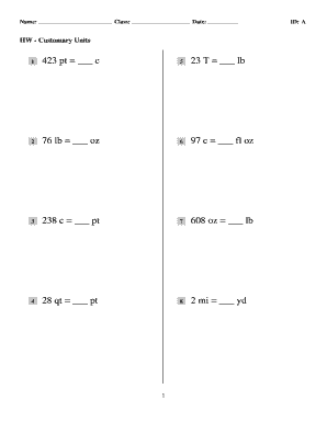 Customary Units Conversion Worksheet