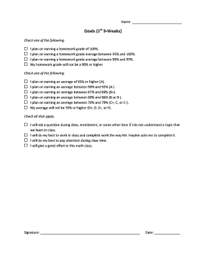 Student Goals and Commitment Form