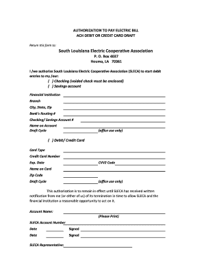 Authorization to Pay Electric Bill