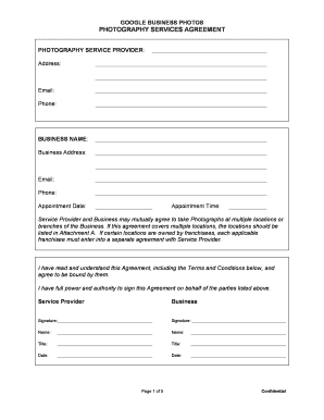 Google Business Photos Photography Services Agreement