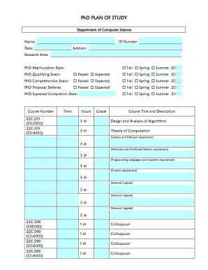 PhD Plan of Study