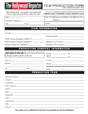 Film Production Form