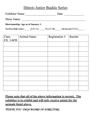 Illinois Junior Buckle Series Exhibitor Form