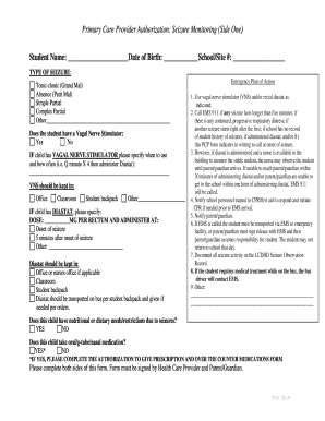 Primary Care Provider Authorization: Seizure Monitoring