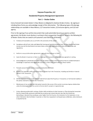 New Mexico Residential Property Management Agreement