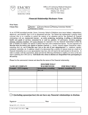 Financial Relationship Disclosure Form