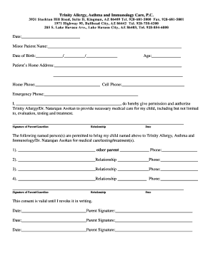 Minor Patient Medical Consent Form