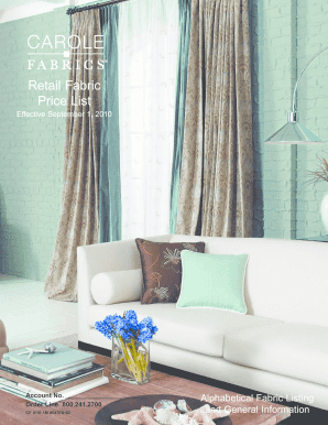 Carole Fabrics Retail Price List