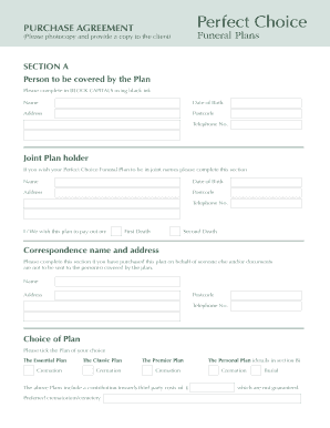 Funeral Plan Purchase Agreement